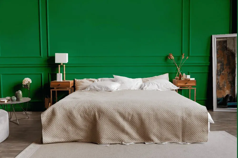 Sherwin Williams Lucky Green bedroom