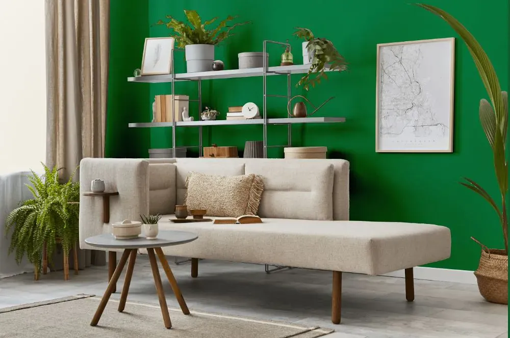 Sherwin Williams Lucky Green living room