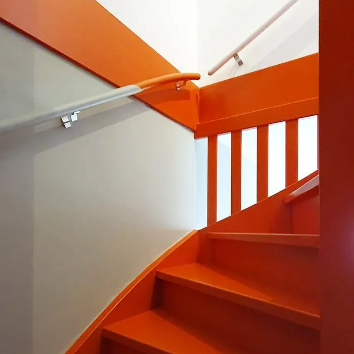 Luminous orange RAL 2005 red stairs