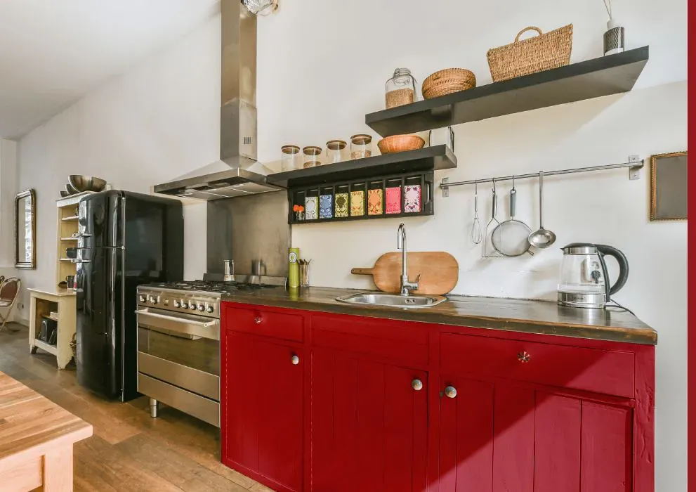 Sherwin Williams Lusty Red kitchen cabinets