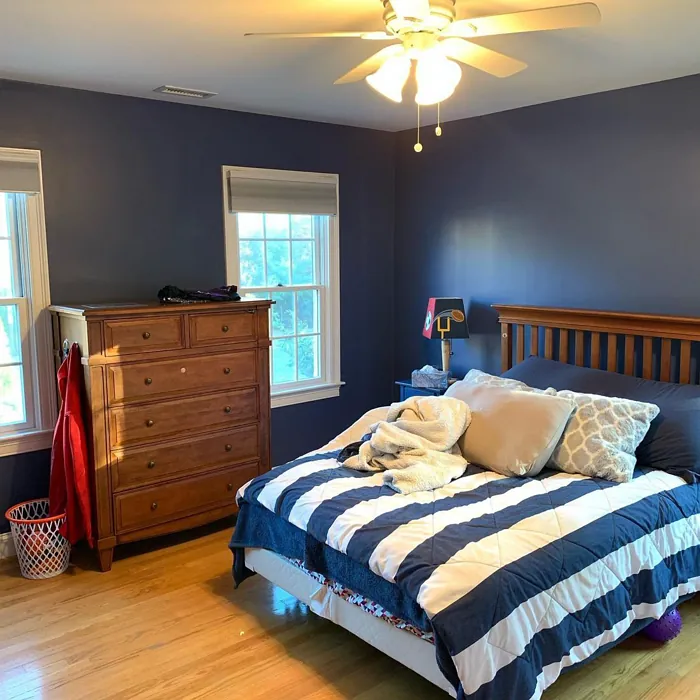 Sherwin Williams Luxe Blue Bedroom