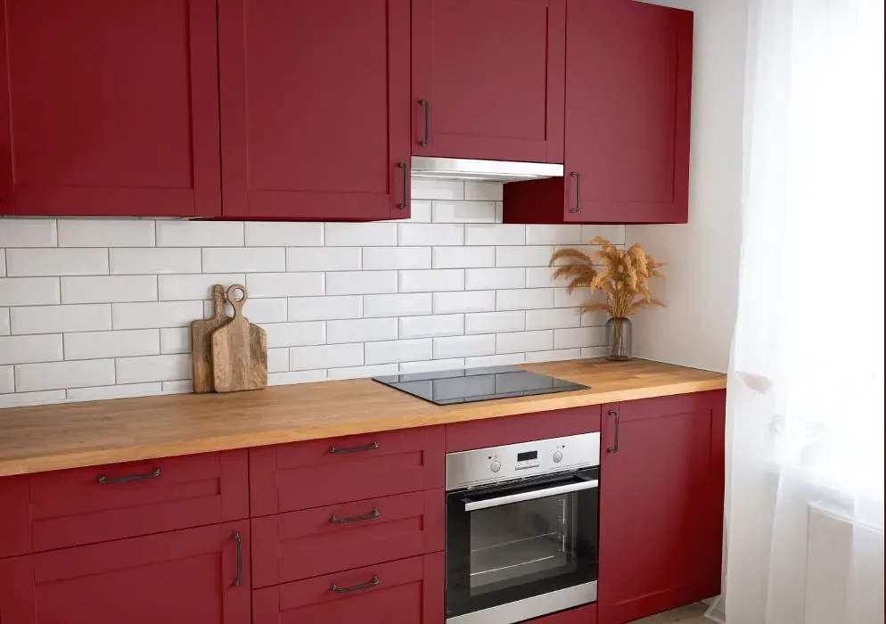 Sherwin Williams Luxurious Red kitchen cabinets