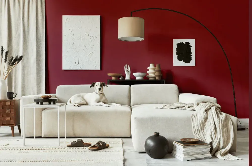 Sherwin Williams Luxurious Red cozy living room