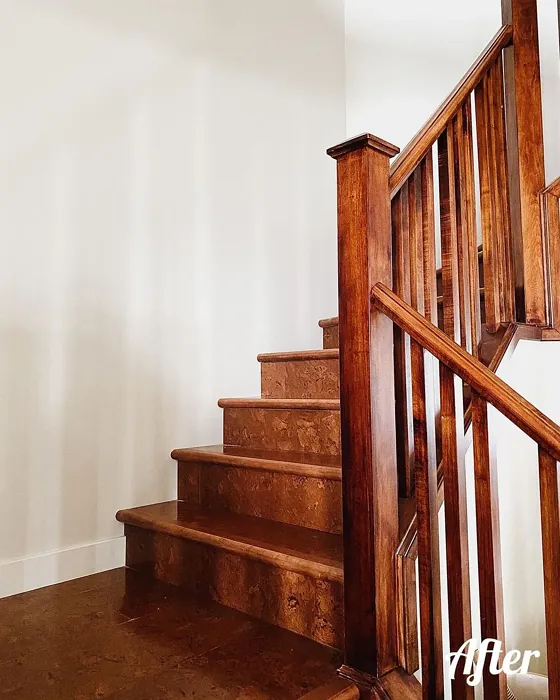 Sherwin Williams Maison Blanche cozy stairs paint