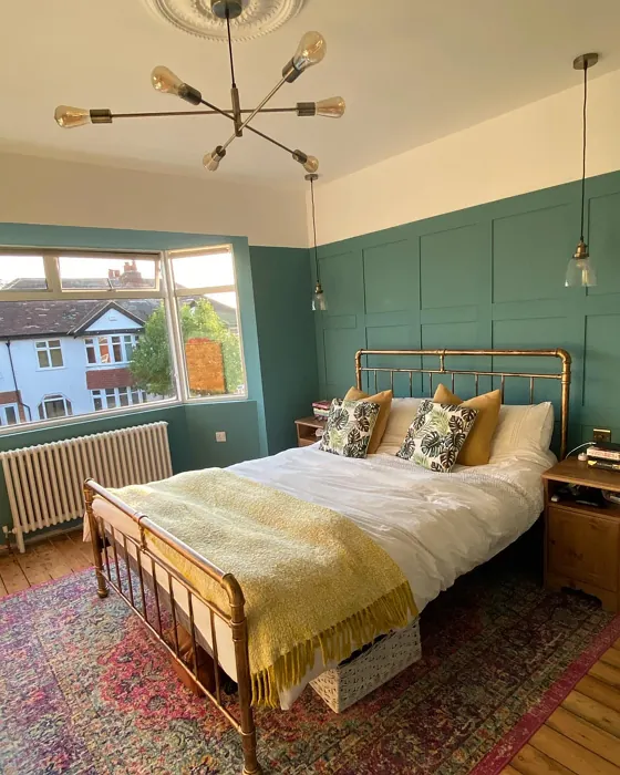 Dulux Maritime Teal bedroom panelling 