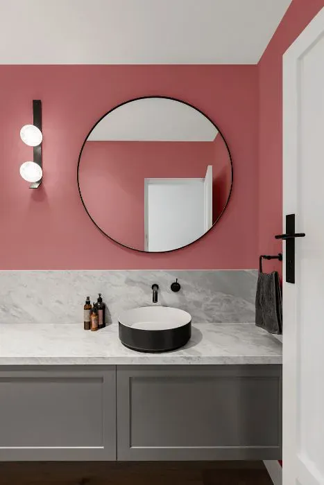 Sherwin Williams Memorable Rose minimalist bathroom