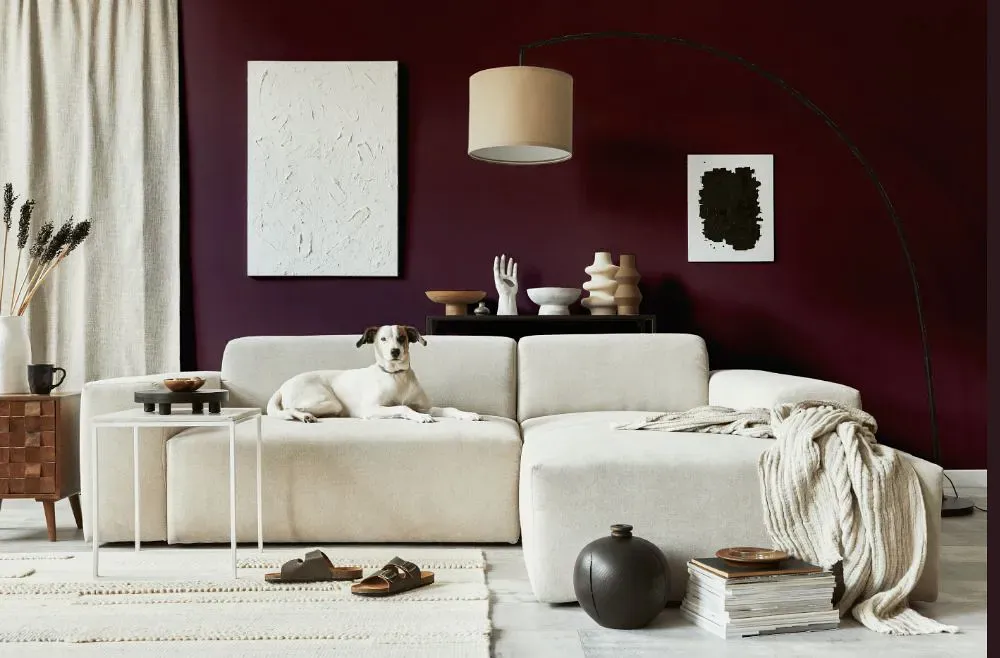 Sherwin Williams Merlot cozy living room