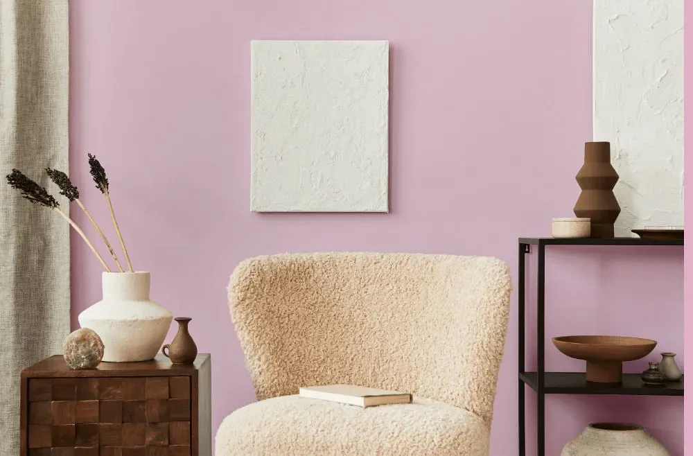 Sherwin Williams Merry Pink living room interior
