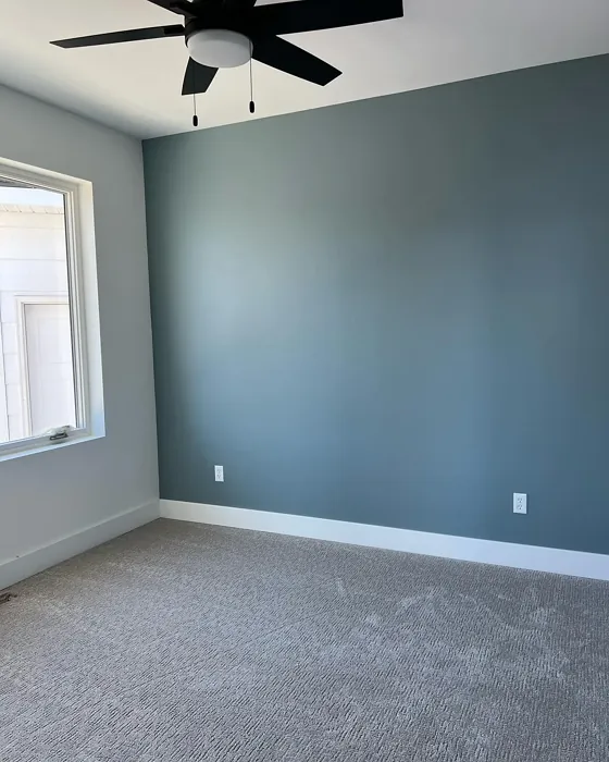 Sherwin Williams Morning at Sea accent wall 