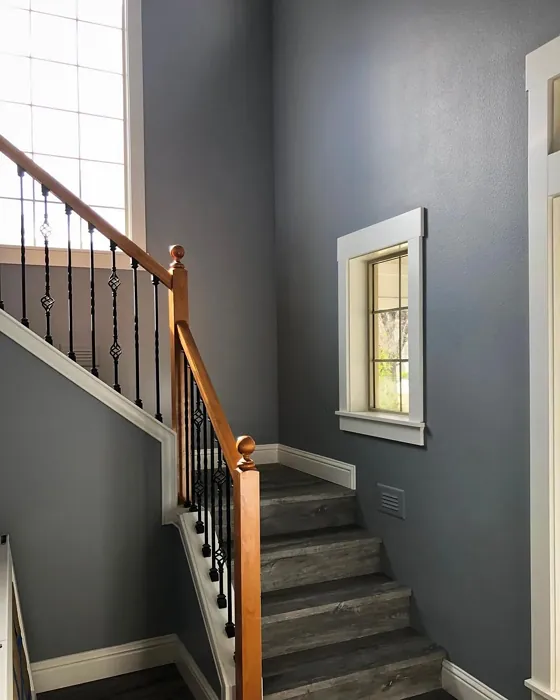 Sherwin Williams Morning Fog stairs paint
