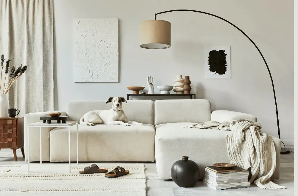 Sherwin Williams Natural White cozy living room