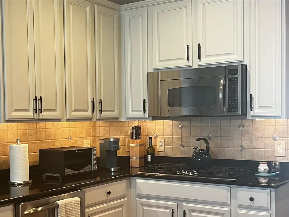 SW Nebulous White kitchen cabinets review