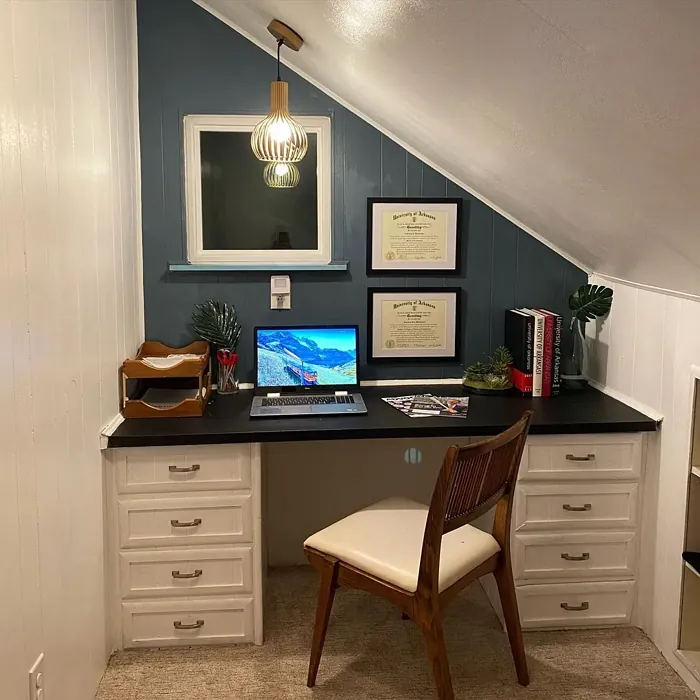 Sherwin Williams Needlepoint Navy home office paint