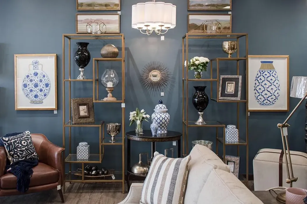 Sherwin Williams Needlepoint Navy cozy living room paint review