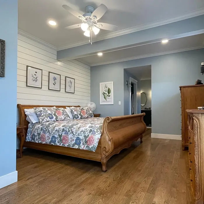 Sherwin Williams Niebla Azul cozy bedroom interior