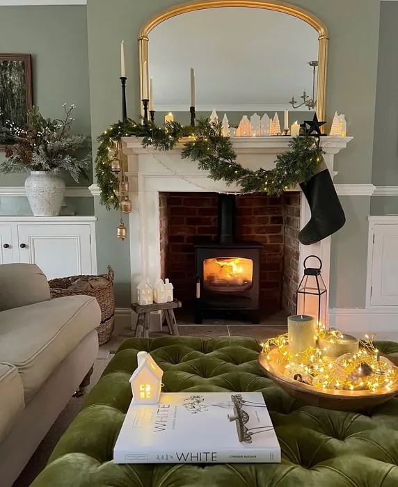 Little Greene Normandy Grey 79 living room fireplace