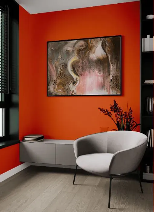 Sherwin Williams Obstinate Orange living room