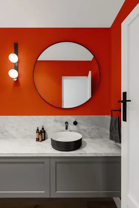 Sherwin Williams Obstinate Orange minimalist bathroom