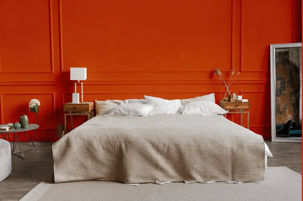 Sherwin Williams Obstinate Orange bedroom
