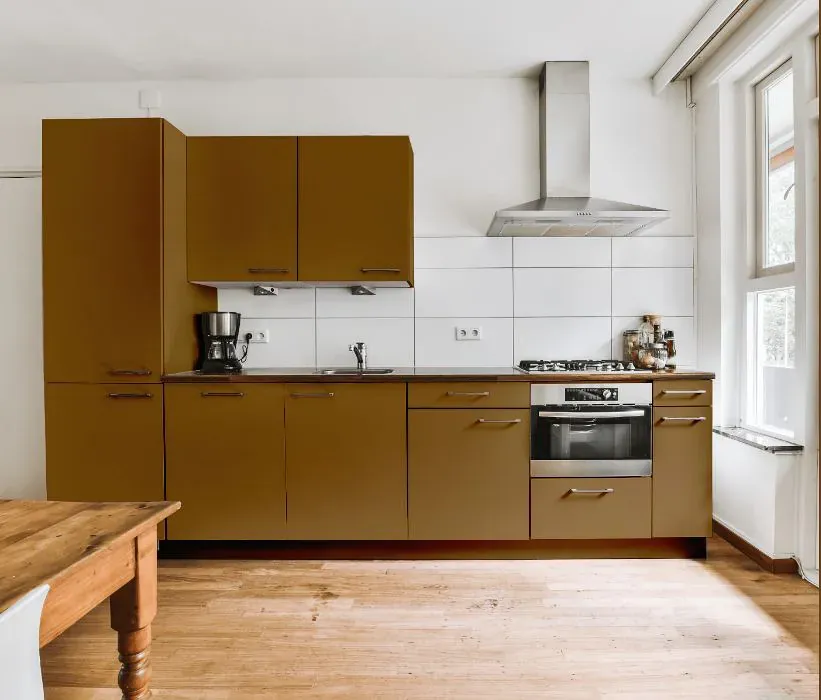 Sherwin Williams Olde World Gold kitchen cabinets