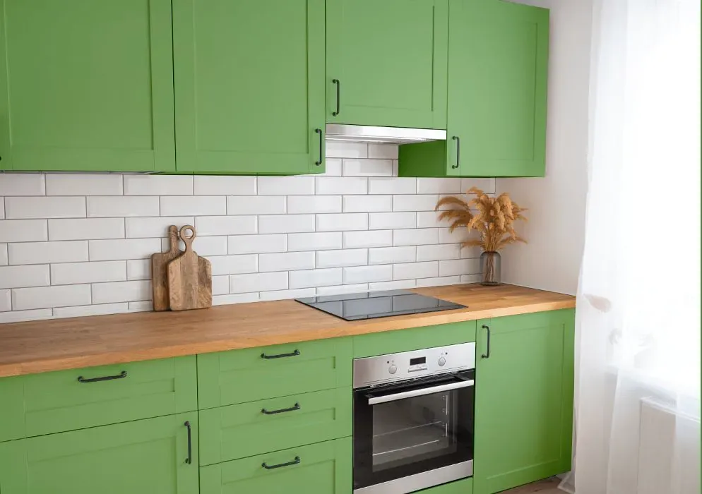 Sherwin Williams Organic Green kitchen cabinets