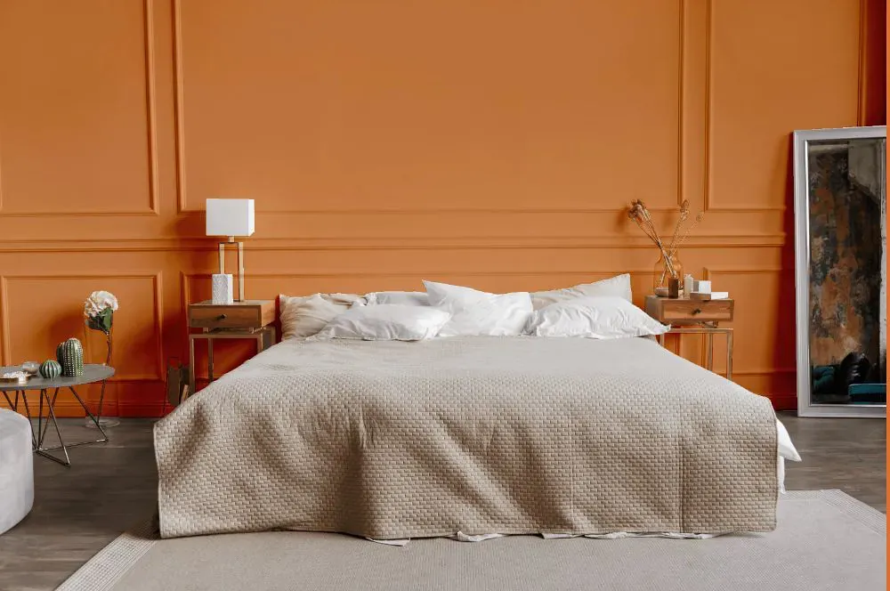 Sherwin Williams Outgoing Orange bedroom
