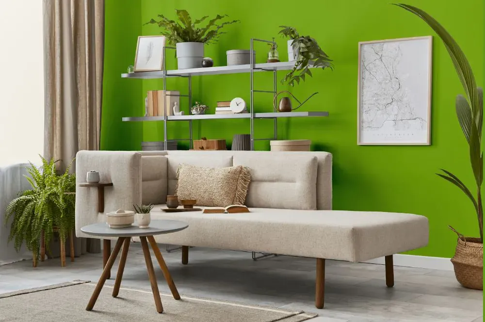 Sherwin Williams Outrageous Green living room