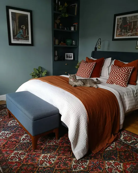 Farrow and Ball Oval Room Blue bedroom interior