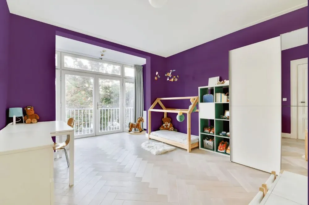 Sherwin Williams Passionate Purple kidsroom interior, children's room