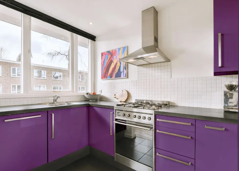 Sherwin Williams Passionate Purple kitchen cabinets