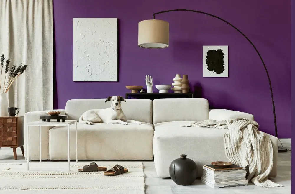 Sherwin Williams Passionate Purple cozy living room