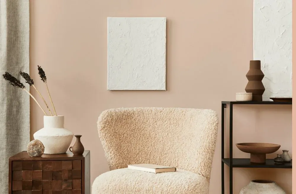 Sherwin Williams Peach Fuzz living room interior