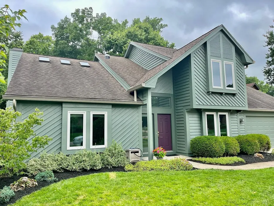 Sherwin Williams Pewter Green house exterior color