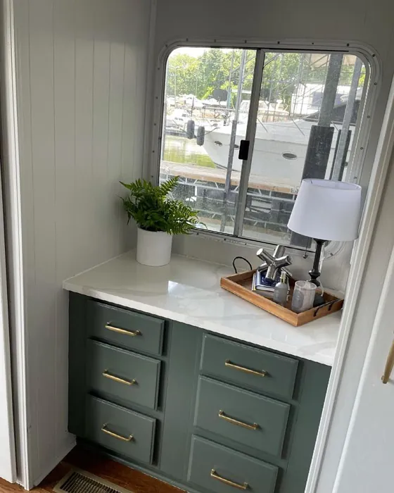 Sw Pewter Green Cabinets