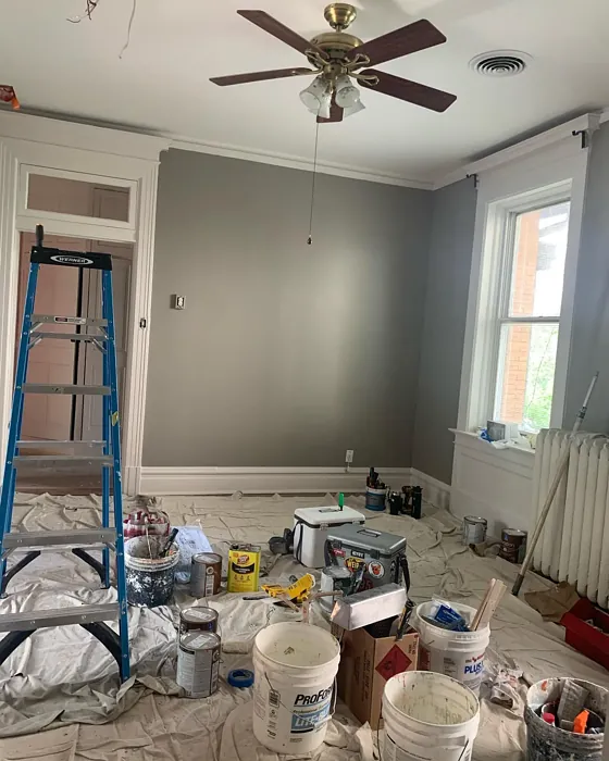 Sherwin Williams Pewter Tankard wall paint makeover