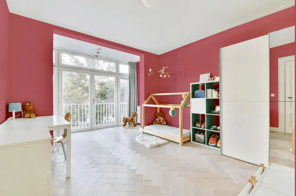 Sherwin Williams Pink Flamingo kidsroom interior, children's room