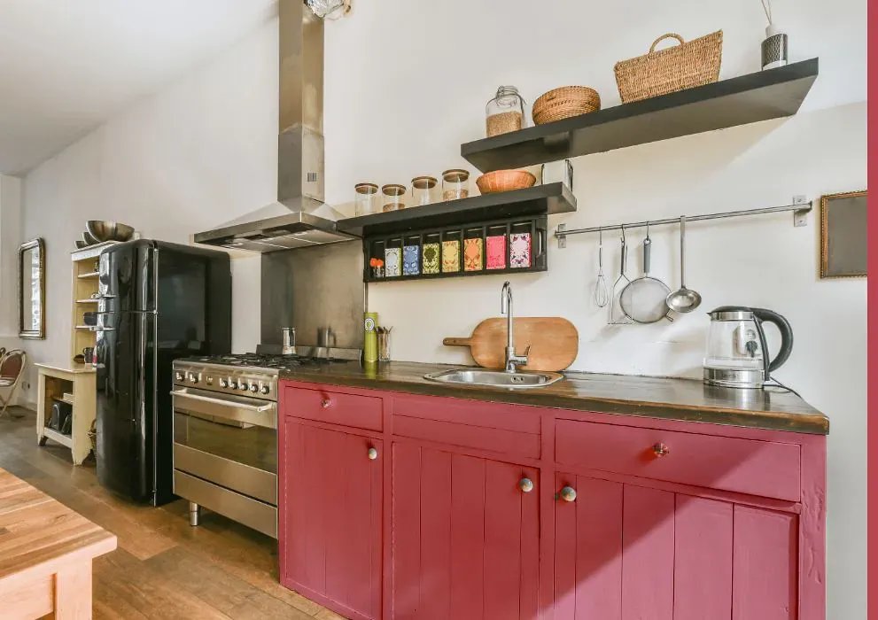 Sherwin Williams Pink Flamingo kitchen cabinets