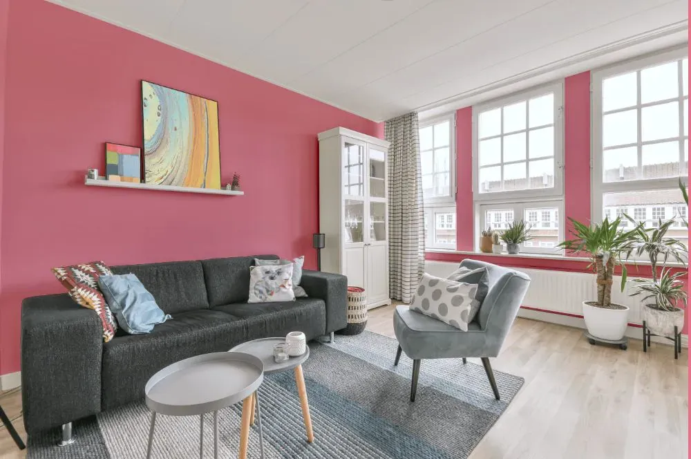 Sherwin Williams Pink Moment living room walls