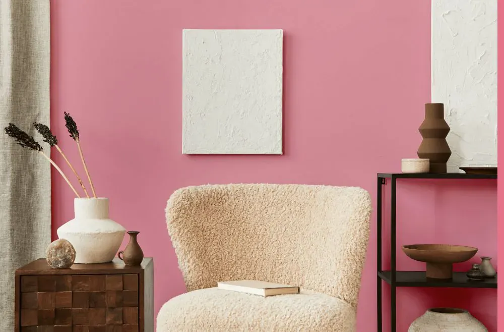 Sherwin Williams Pink Moment living room interior