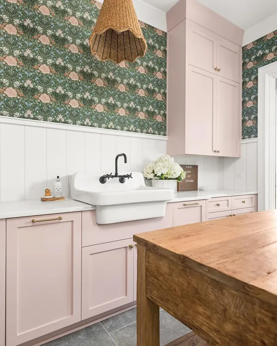 Sherwin Williams Pink Shadow kitchen cabinets review