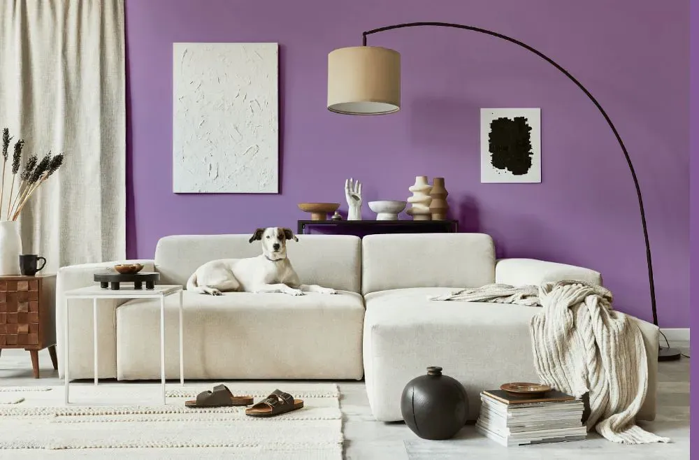Sherwin Williams Plum Blossom cozy living room