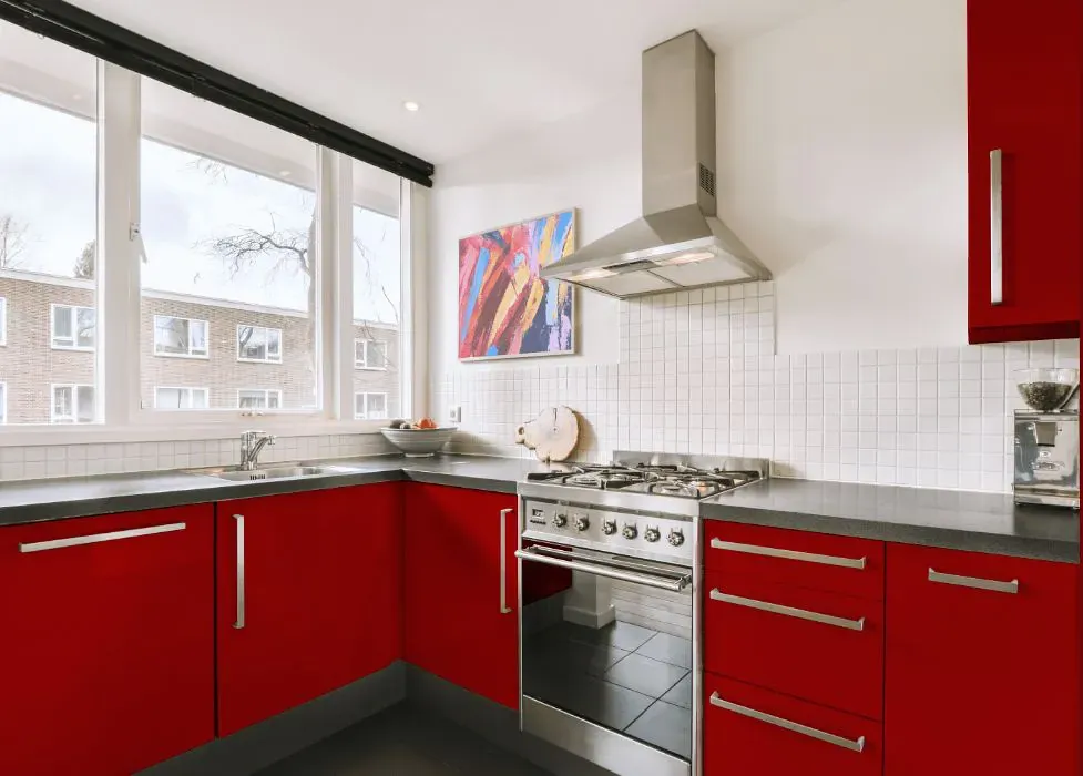 Sherwin Williams Pompeii Red kitchen cabinets