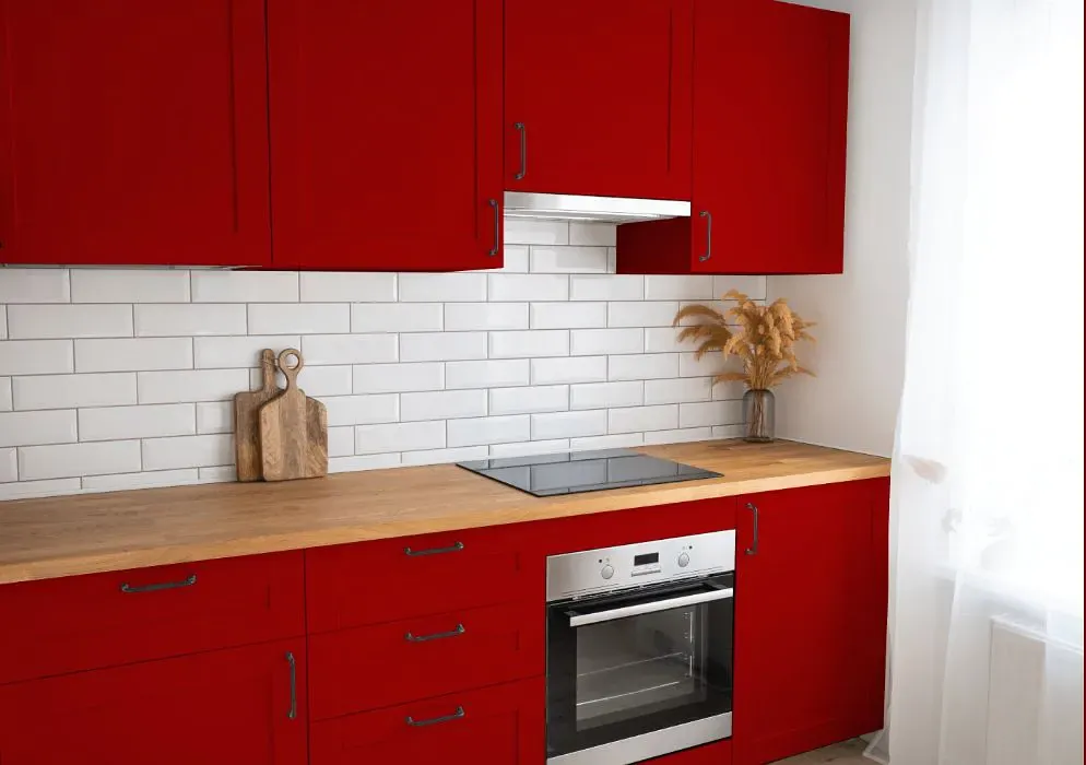 Sherwin Williams Pompeii Red kitchen cabinets