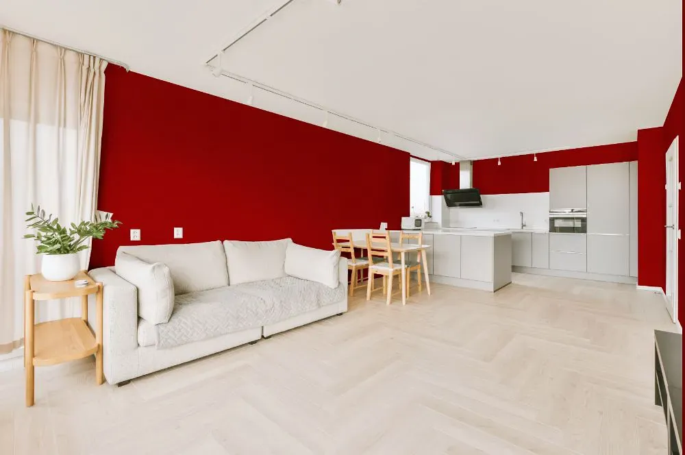 Sherwin Williams Pompeii Red living room interior