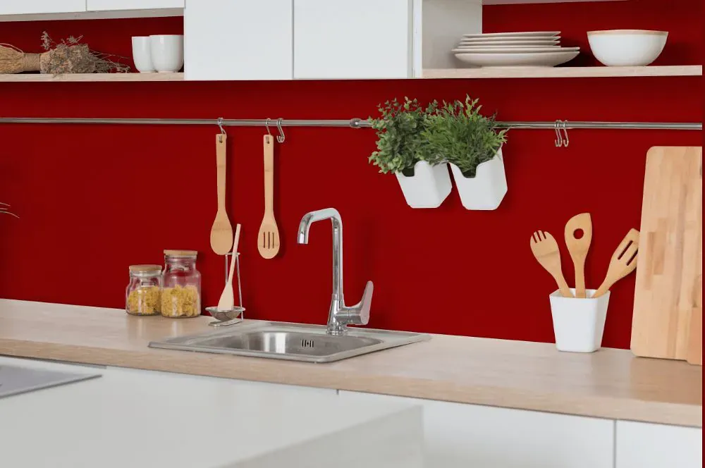 Sherwin Williams Pompeii Red kitchen backsplash