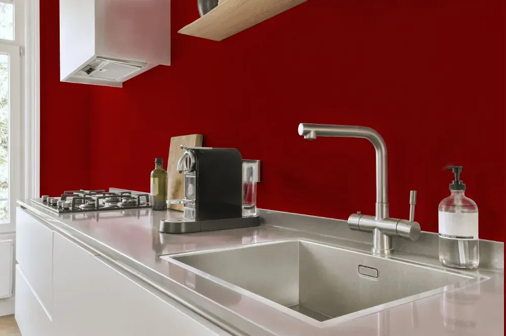 Sherwin Williams Pompeii Red kitchen painted backsplash