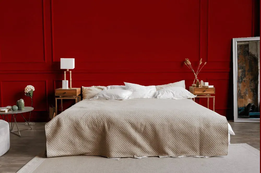 Sherwin Williams Pompeii Red bedroom