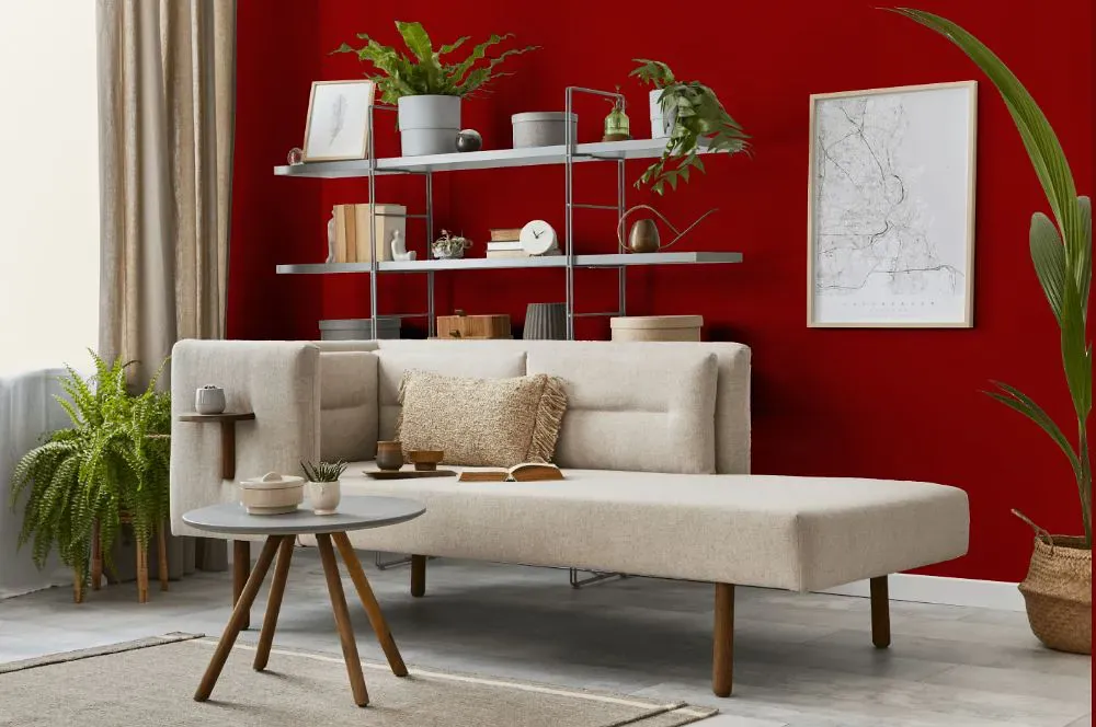 Sherwin Williams Pompeii Red living room