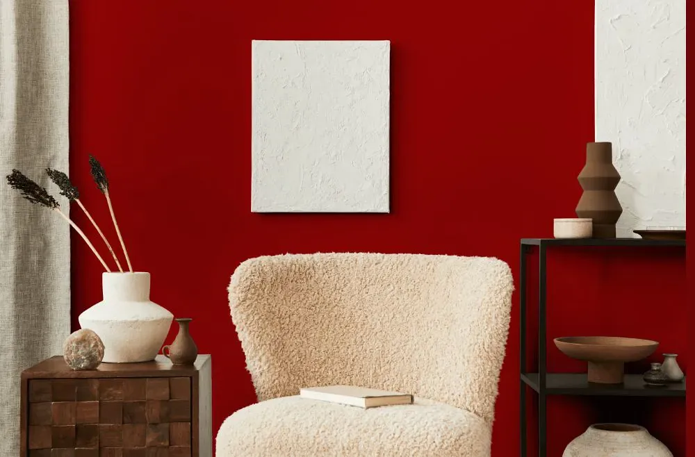 Sherwin Williams Pompeii Red living room interior