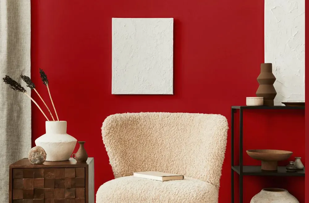 Sherwin Williams Positive Red living room interior